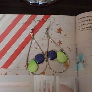 Blue and Green Dazzle Teardrop  Earrings
